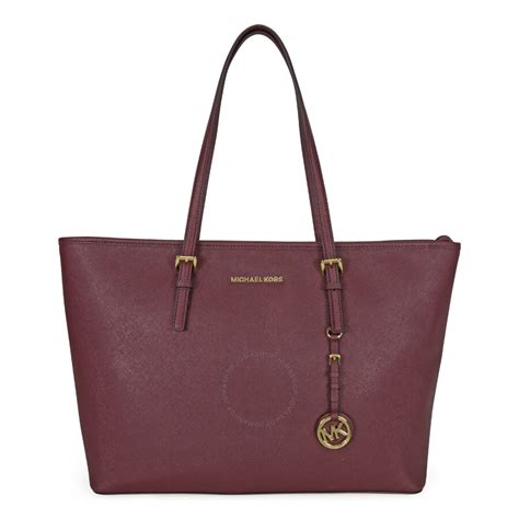 michael kors tote medium plum|Michael Kors leather tote.